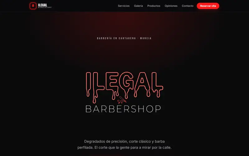 Captura de la web de Ilegal Barbershop, barbería · cartagena