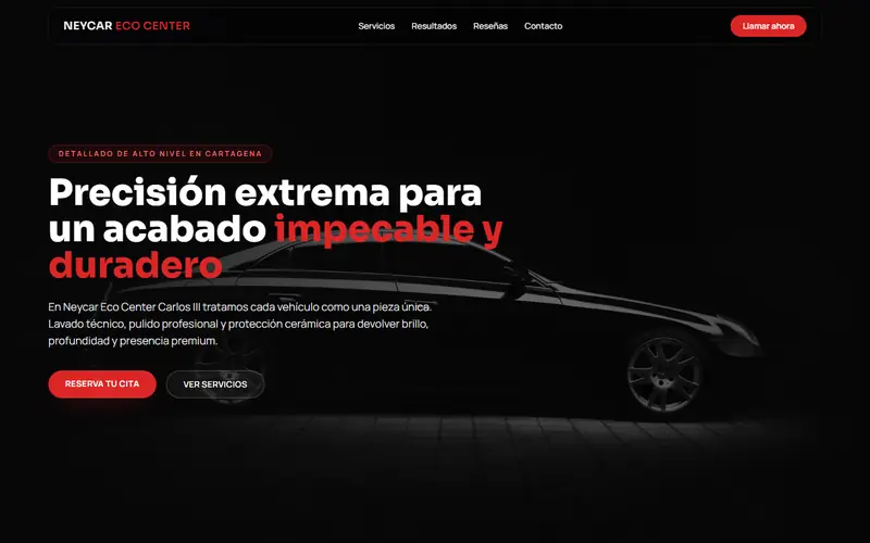 Captura de la web de Neycar Eco Center, detailing · cartagena