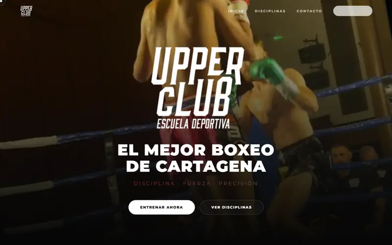 Captura de la web de Upper Club, deportes de contacto · cartagena